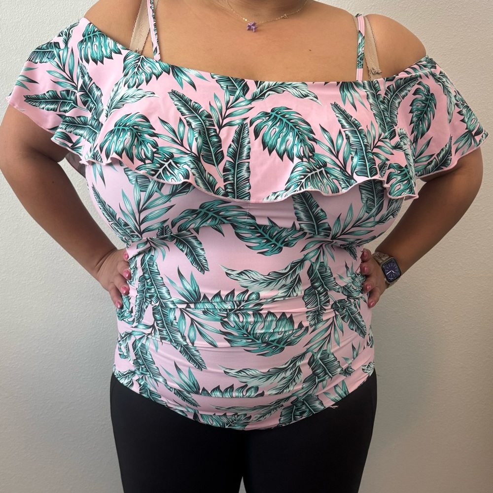 One Piece Flower Print Maternity Swimwear